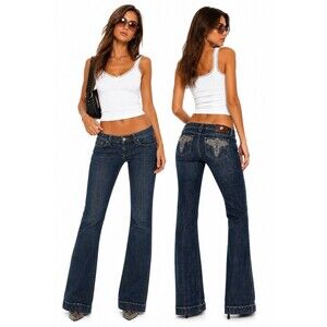 Vintage Y2K Antik Denim Jeans 29 Western Embroidered Pockets Bootcut Low Rise